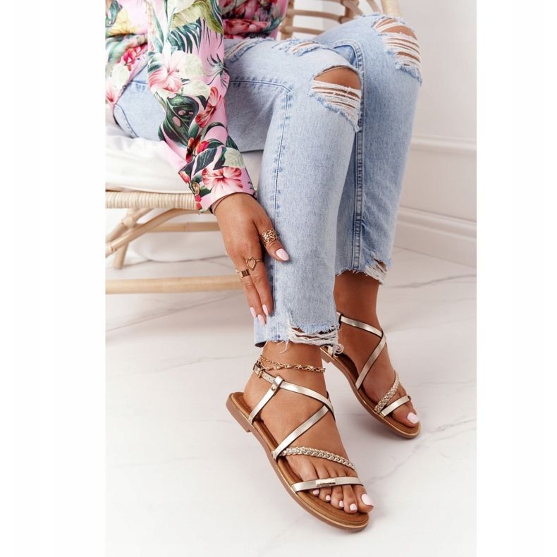 S.Barski Sandalias Con Trenza S. Bararski 152-1 Dorado 1