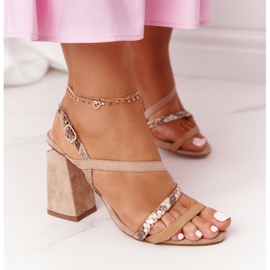 Sandalias de ante de tacón alto S.Barski LJ432-1 Beige 5