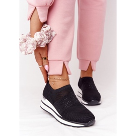 Zapatillas de deporte caladas sin cordones con cuña Black Sophia blanco negro 1