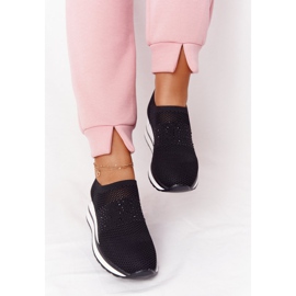 Zapatillas de deporte caladas sin cordones con cuña Black Sophia blanco negro 3
