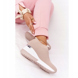 Zapatillas de deporte caladas sin cordones con cuña beige Harmony blanco 6