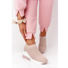 Zapatillas de deporte caladas sin cordones con cuña beige Harmony blanco 2
