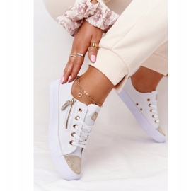 Zapatillas de Mujer con Cremallera Festival Blanco-Dorado 2