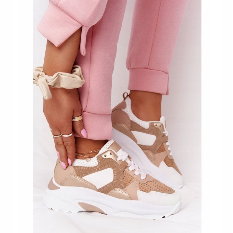 Zapatillas De Mujer Beige Yolo Con Suela Grande blanco 1