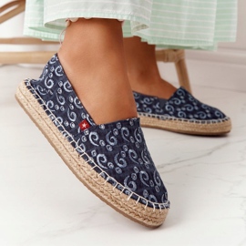 Alpargatas Con Plataforma Trenzada Big Star AA274628 Azul Marino beige 1