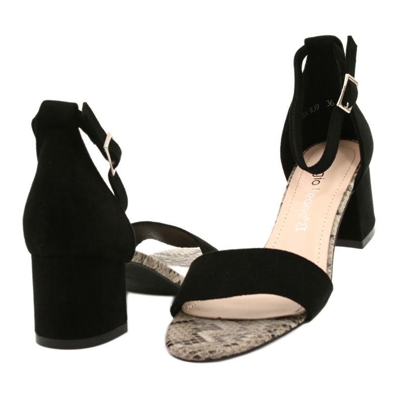 Sandalias en poste bajo Sergio Leone SK839 beige marrón negro 4