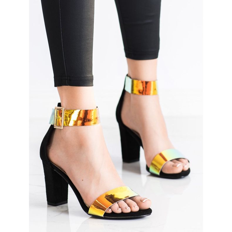 Goodin Sandalias En Una Barra Con Efecto Holo negro 1