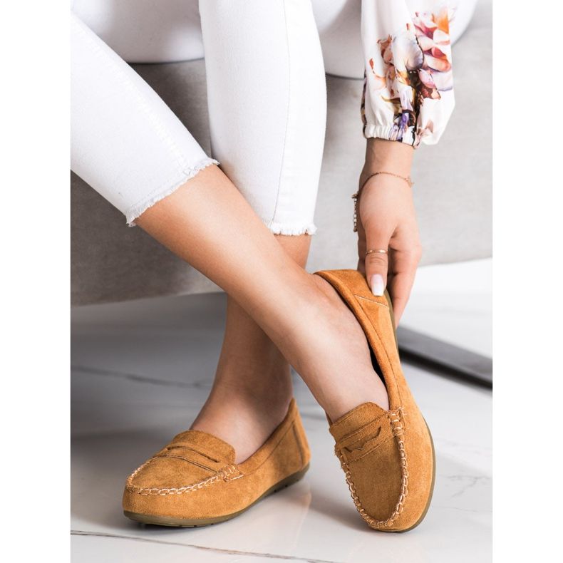 Super Me Mocasines de ante camel marrón 1