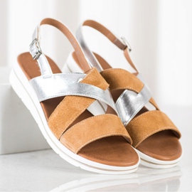 Sandalias de moda con hebilla Sergio Leone beige plata 2