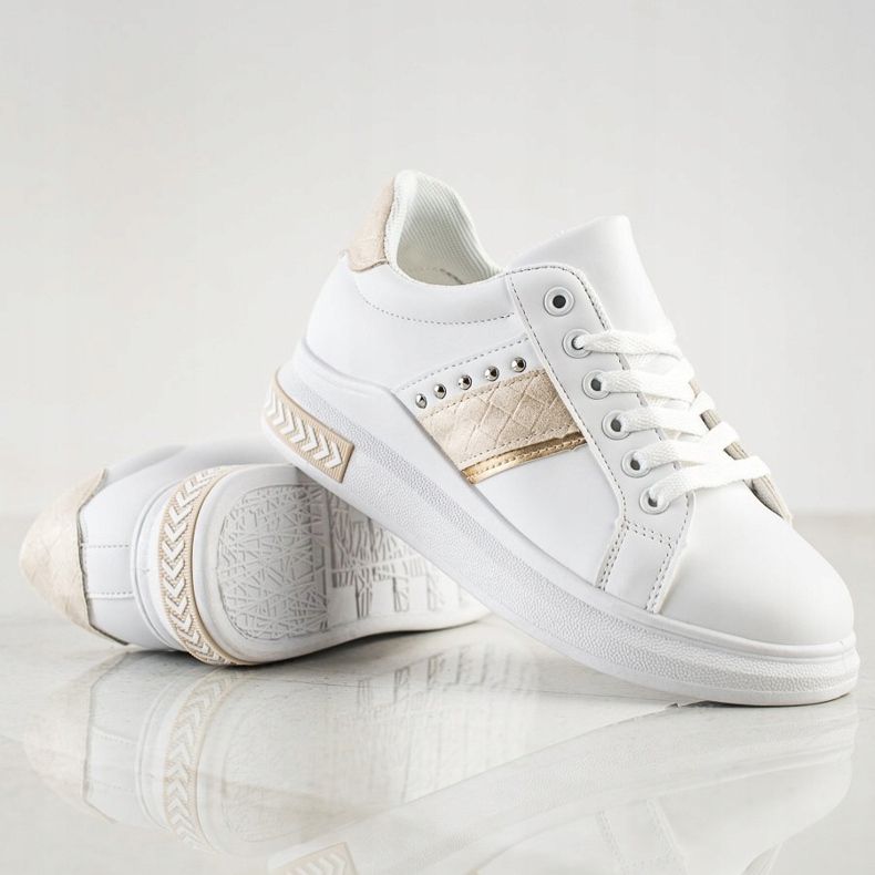 SHELOVET Zapatillas Casual blanco dorado 1