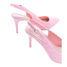 Zapatos de tacón de ante ecológico rosa en el cinturón Donna rosado 2
