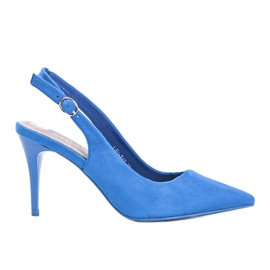 Zapatos de tacón de ante ecológico azul en el cinturón Donna 1