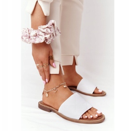 Pantuflas Piel Con Acolchado Nicole 2650 Blanco 3