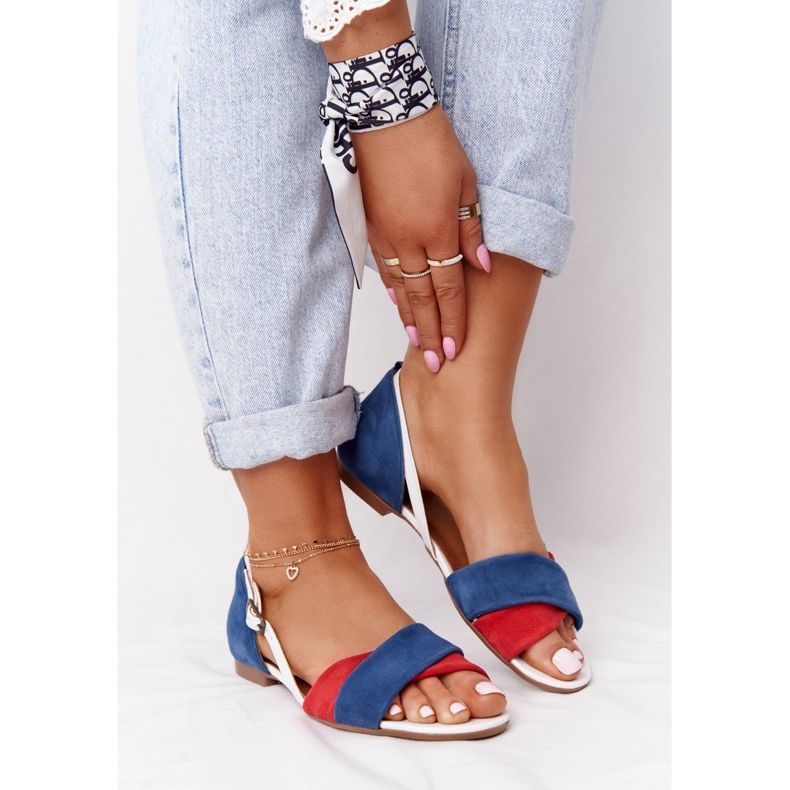 Sandalias Piel Maciejka 04614-17 Azul Marino-Rojo 1