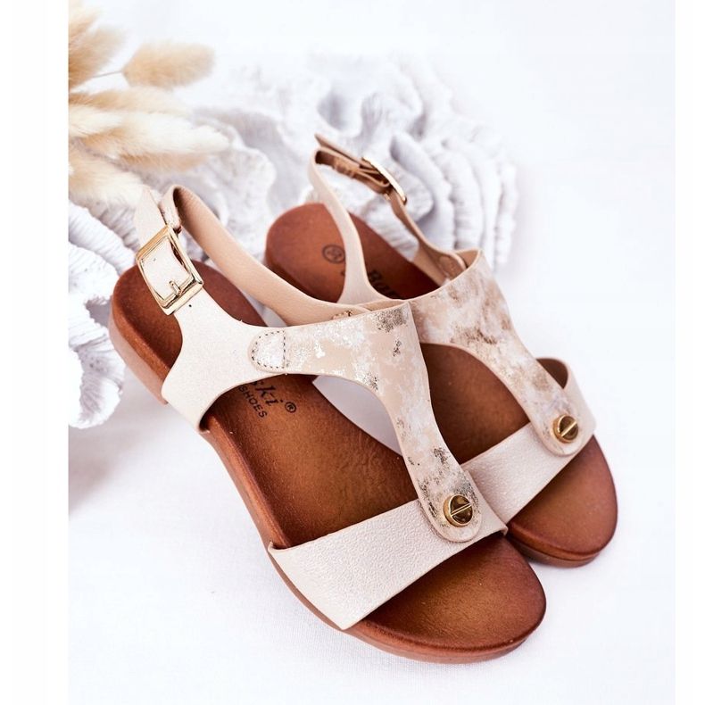 S.Barski Sandalias para niños S. Bararski Comfort Złote blanco plata dorado 2