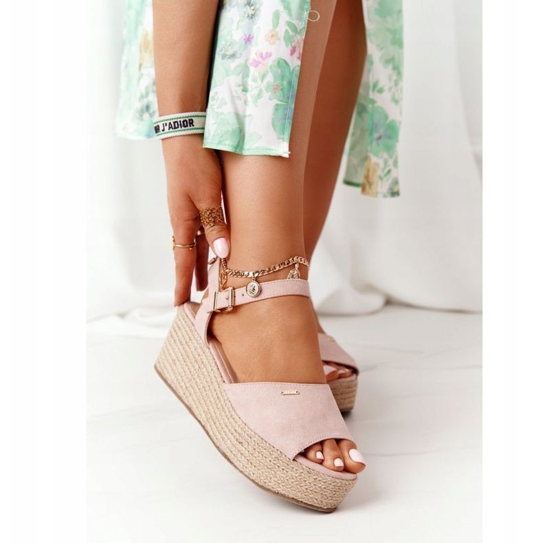 Sandalias Cuña Trenzada Big Star FF274749 Nude rosado 2