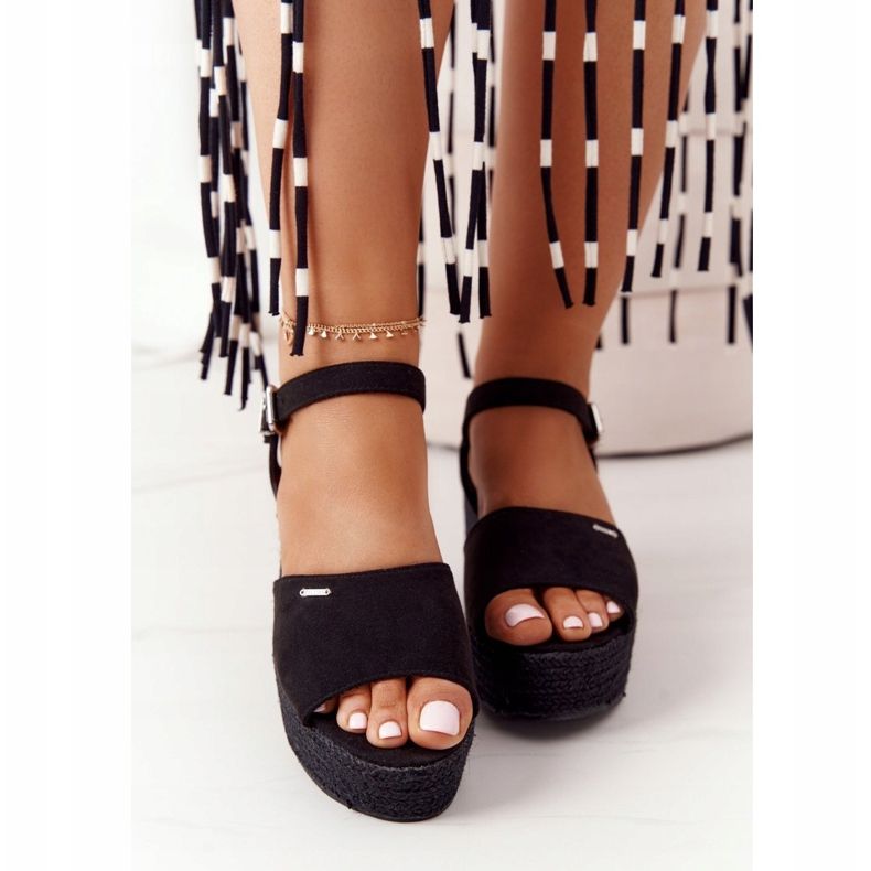 Sandalias negras de cuña con trenza Big Star FF274750 negro 1