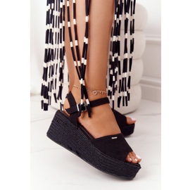 Sandalias negras de cuña con trenza Big Star FF274750 negro 5