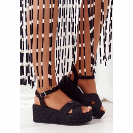 Sandalias negras de cuña con trenza Big Star FF274762 negro 4