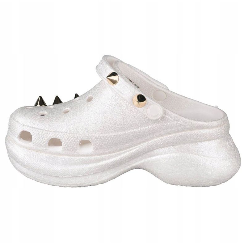 Zueco Crocs Classic Bae Glitter Stud W 206783-100 blanco dorado 1 Zueco Crocs Classic Bae Glitter Stud W 206783-100 blanco dorado 1