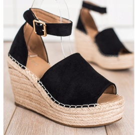SHELOVET Sandalias de cuña negras negro 2