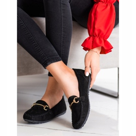 SHELOVET Mocasines de ante negro 3