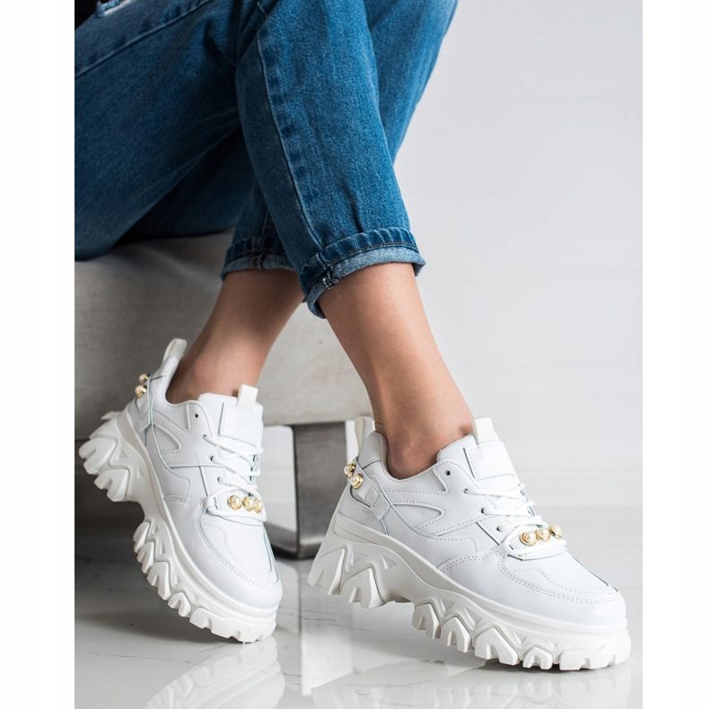 SHELOVET Zapatillas Blancas Con Perlas blanco 2