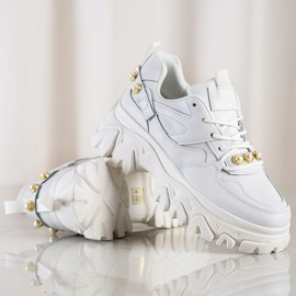 SHELOVET Zapatillas Blancas Con Perlas blanco 4