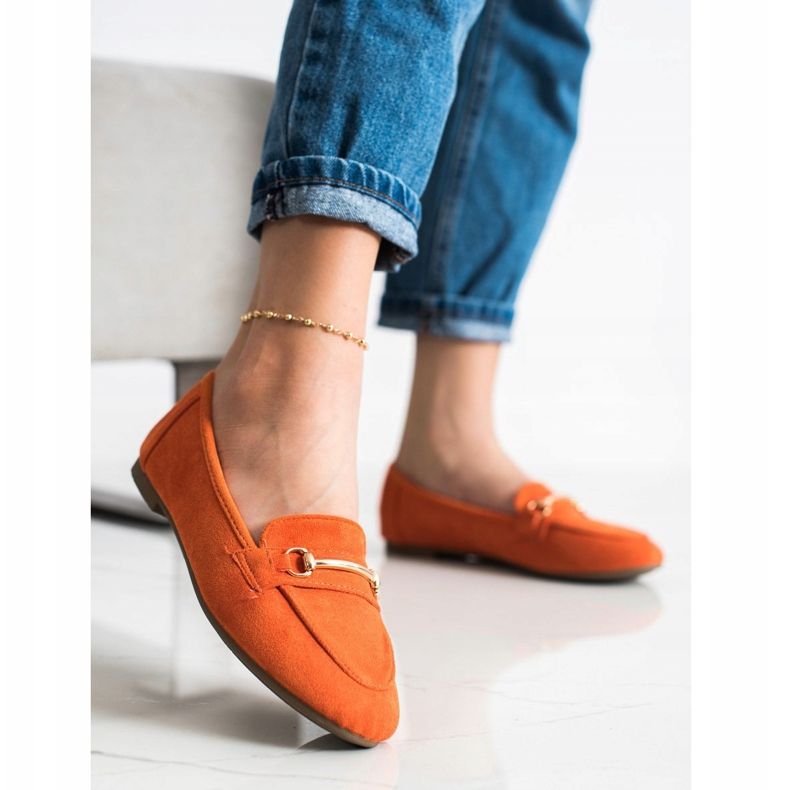 Anesia Paris Mocasines de ante elegante naranja 2