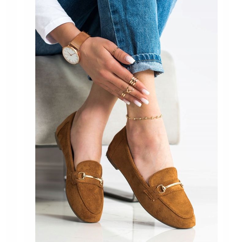 Anesia Paris Mocasines de ante elegante marrón 2