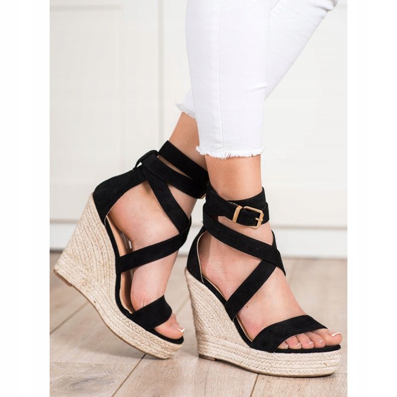 SHELOVET Sandalias Alpargatas Con Hebilla negro 1 SHELOVET Sandalias Alpargatas Con Hebilla negro 1