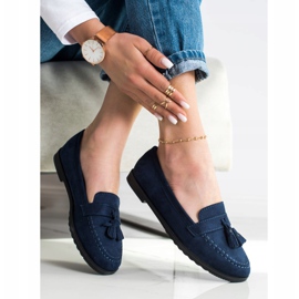SHELOVET Mocasines casuales con flecos azul marino azul 3