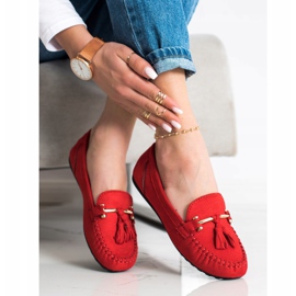 Queentina Mocasines de gamuza de moda rojo 3