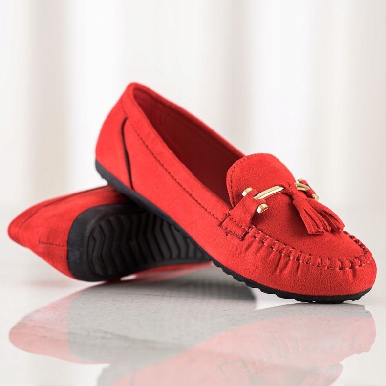 Queentina Mocasines de gamuza de moda rojo 1