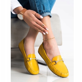 Queentina Mocasines elegantes con circonita amarillo 3