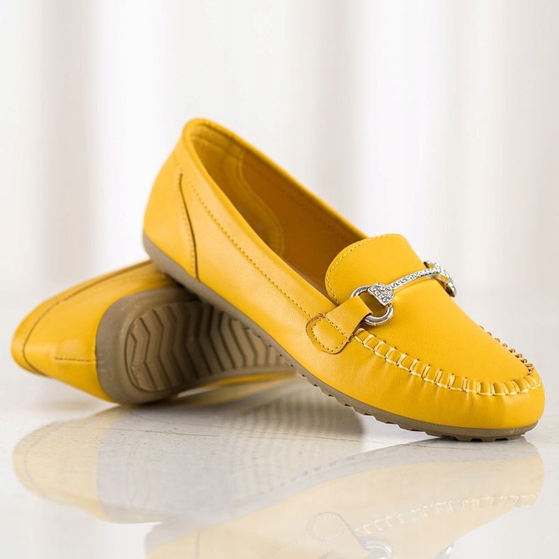 Queentina Mocasines elegantes con circonita amarillo 1 Queentina Mocasines elegantes con circonita amarillo 1