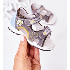 EVE Sandalias de fútbol grises para niños con velcro multicolor 3