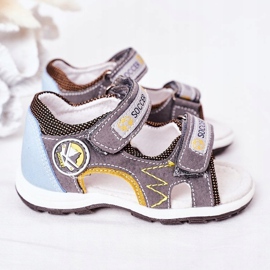 EVE Sandalias de fútbol grises para niños con velcro multicolor 4