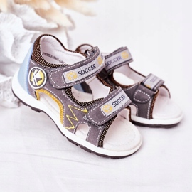 EVE Sandalias de fútbol grises para niños con velcro multicolor 2