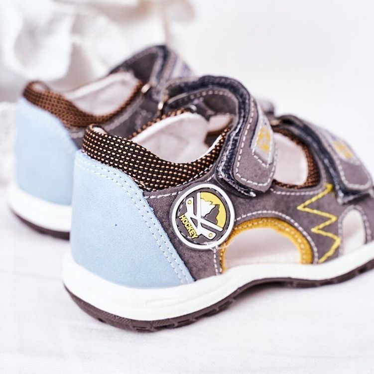 EVE Sandalias de fútbol grises para niños con velcro multicolor 1