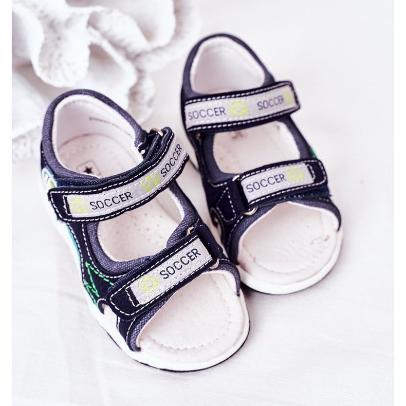 EVE Sandalias de fútbol infantil azul marino con velcro multicolor 2