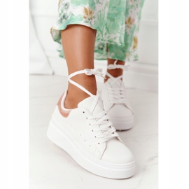 Zapatos deportivos Zapatillas de deporte en la plataforma Blanco y dorado Brillo brillante 5