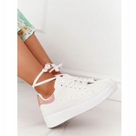 Zapatos deportivos Zapatillas de deporte en la plataforma Blanco y dorado Brillo brillante 3