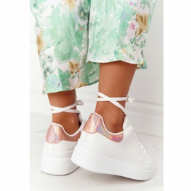 Zapatos deportivos Zapatillas de deporte en la plataforma Blanco y dorado Brillo brillante 6