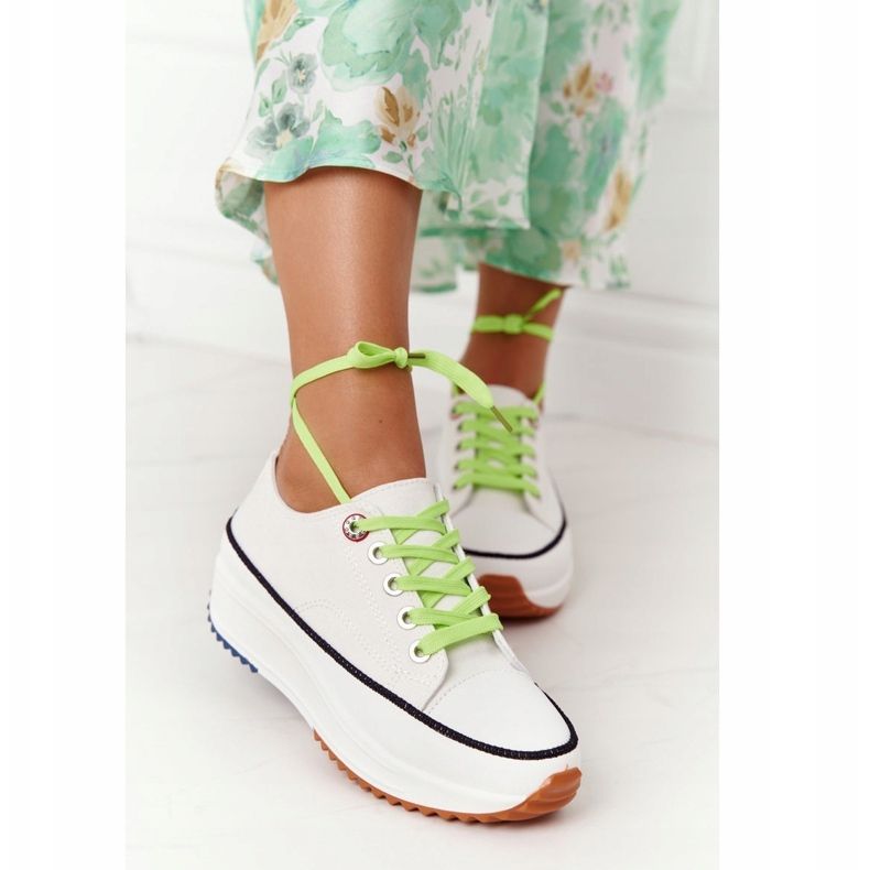 NEWS Zapatillas de mujer en la plataforma White Electric Love blanco verde 2