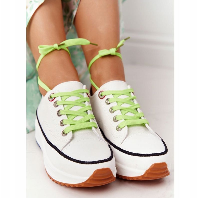 NEWS Zapatillas de mujer en la plataforma White Electric Love blanco verde 1