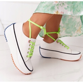 NEWS Zapatillas de mujer en la plataforma White Electric Love blanco verde 3