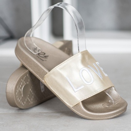 Small Swan LOVE &amp; HATE Zapatillas de piel ecológica dorado 2