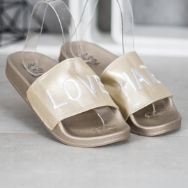 Small Swan LOVE &amp; HATE Zapatillas de piel ecológica dorado 3