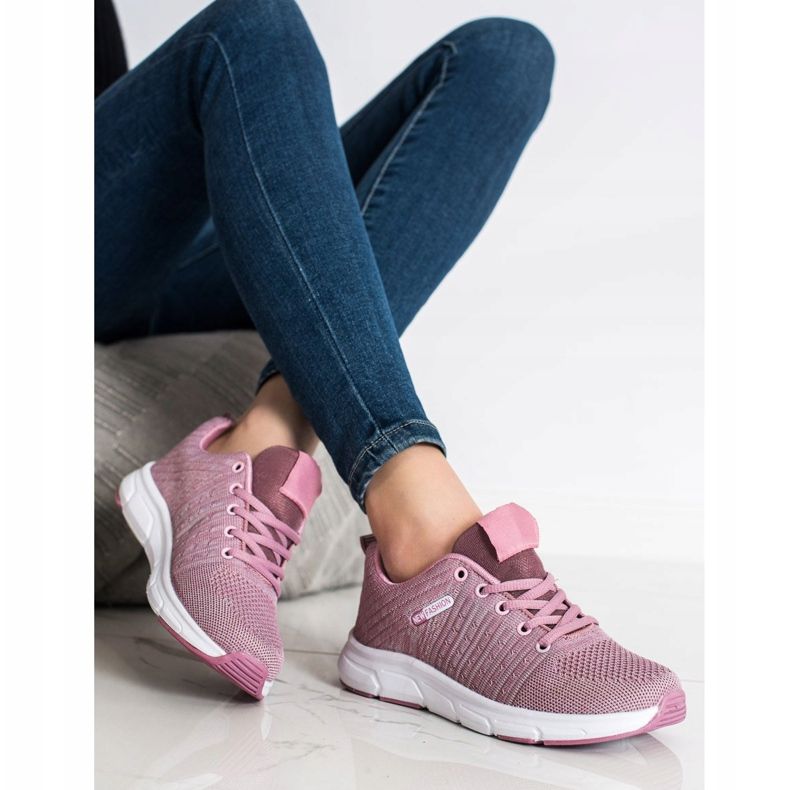 SHELOVET Zapatillas deportivas ligeras caladas rosado 2